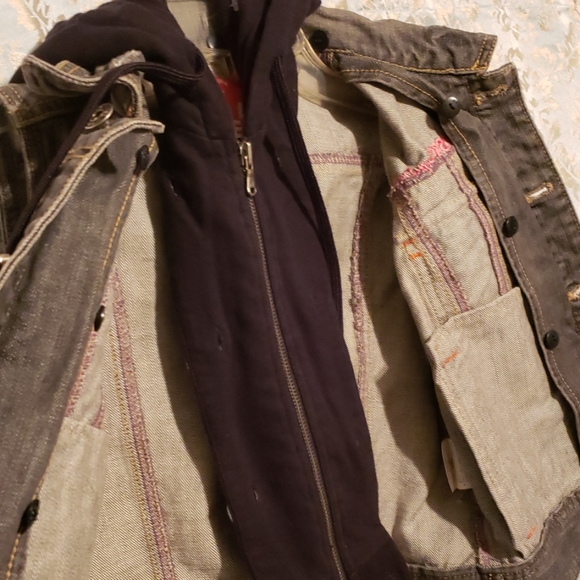 ASK ENQUIRED JEAN VEST W/SWEAT HOOD LINING. SZ S - Picture 7 of 8